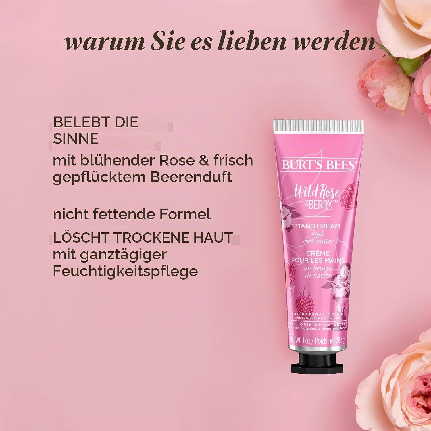 image:imageBurts Bees Handcream Wild Rose amp Berry Handcreme mit Sheabutter Handpflege fr trockene Hnde 500436283 g 1er Pack